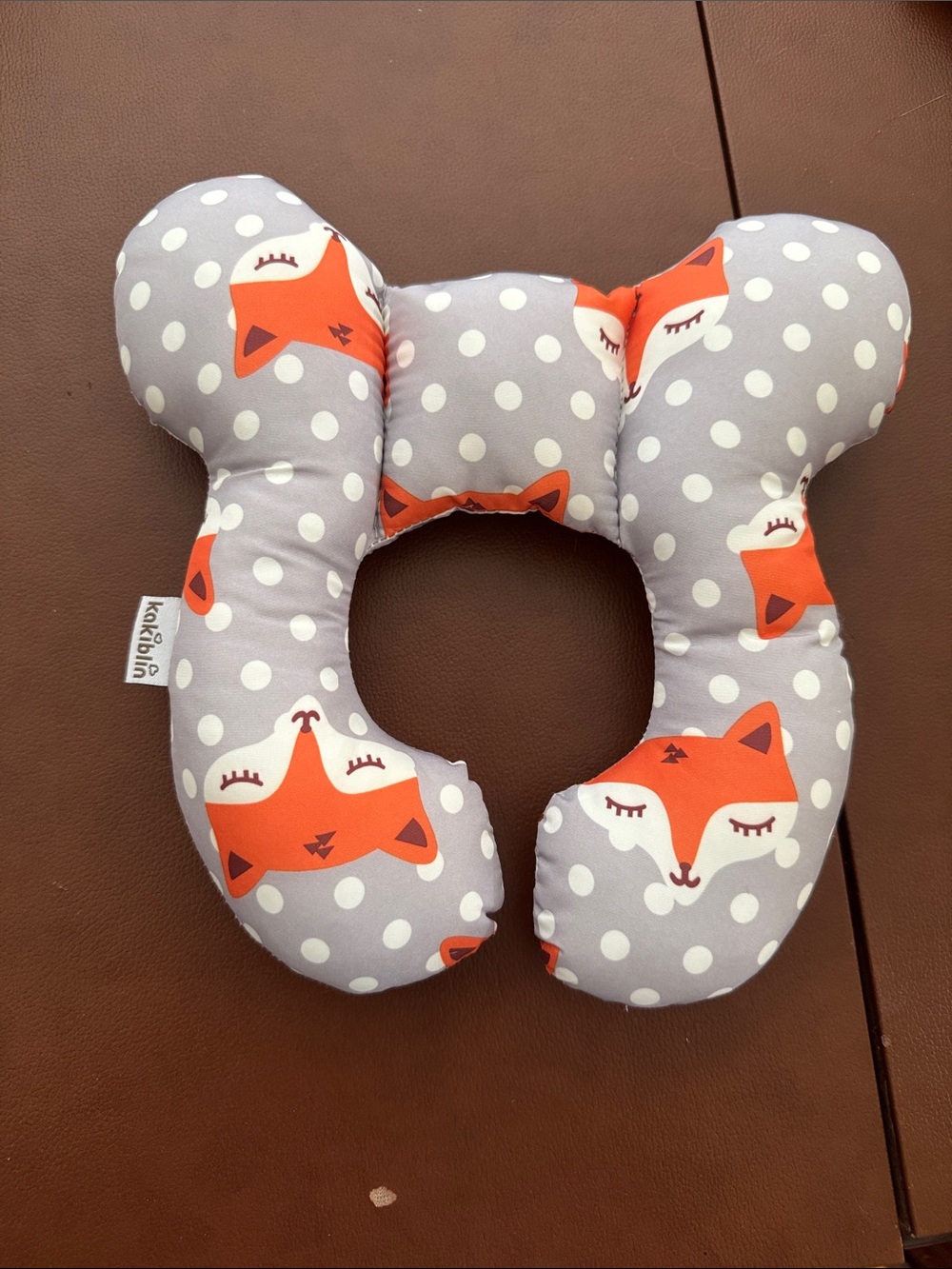 KAKIBLIN Gray & Orange Fox Travel Baby/Newborn Neck Pillow